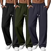 Neer 3 Pack Men's Lounge Pants Lightweight Open Bottom Baggy Sweatpants Casual Drawstring Joggers with 3 Pockets for Leisure