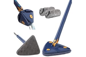 JIAGUAN 360° Rotatable Adjustable Cleaning Mop,Dry & Wet Microfiber Mop with Extendable Handle, Automatic Water Squeezing Mop