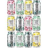Organic Just Ice Tea Variety Pack 12oz Cans, 12-Pack &ndash; Unsweetened &amp; Natural Flavors, Black Lemon, Green Dragon, Herb Enjoy Mint, Black Raspberry