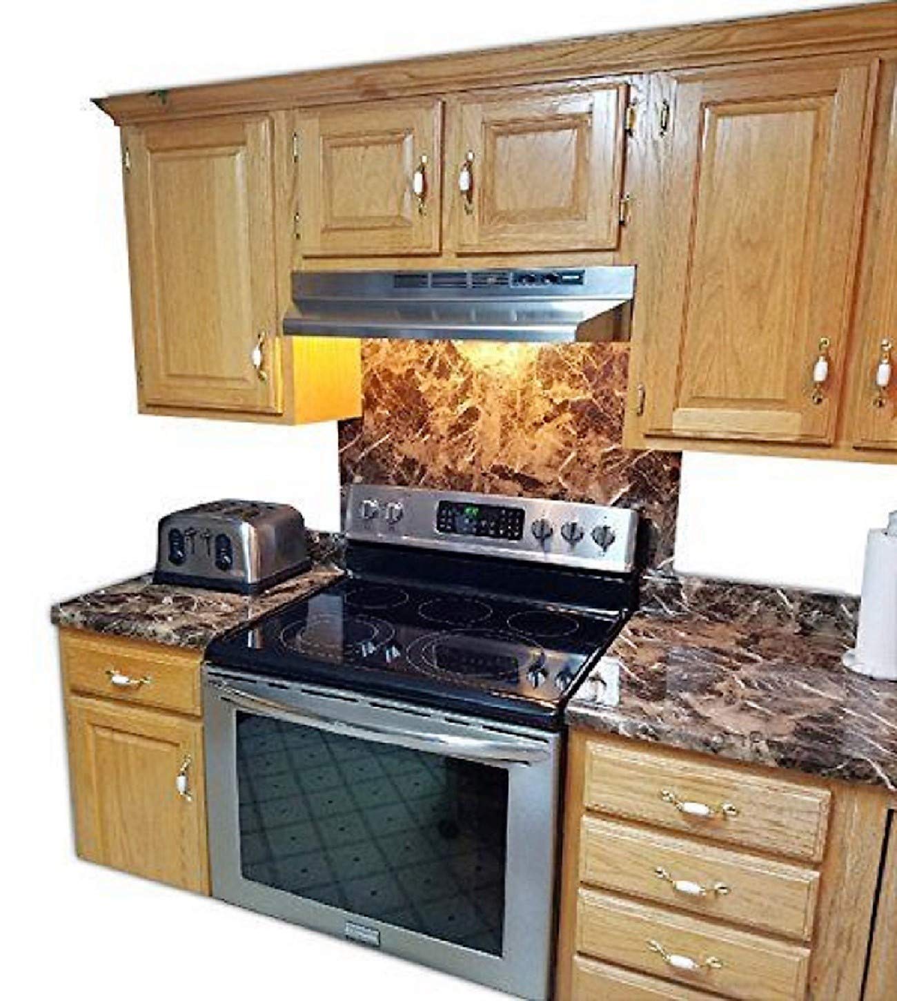 EZ FAUX DECOR Self Adhesive Dark Emperador Brown Marble Granite Peel and Stick Instant