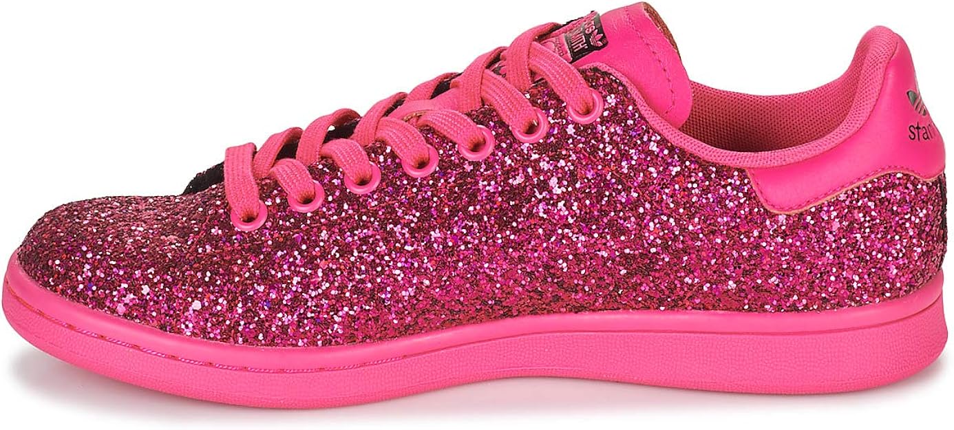 pink glitter adidas trainers