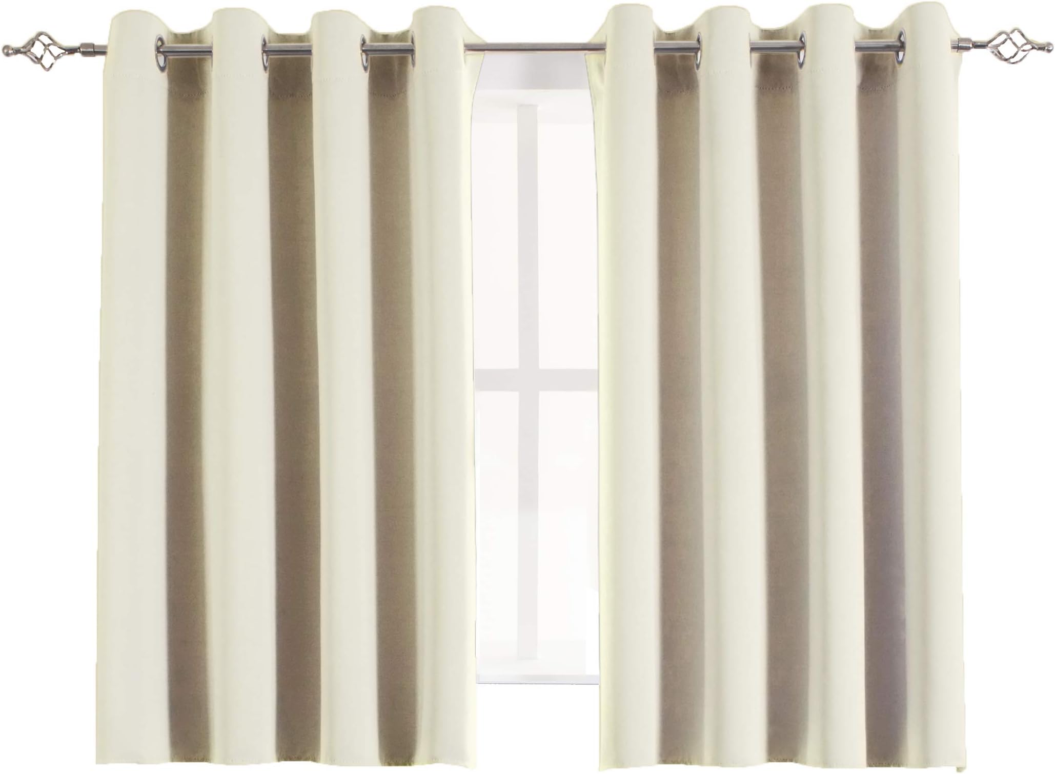 Aquazolax Blackout Curtain Panels for Living Room Thermal Insulated Solid Grommet Blackout Draperies/Drapes for Window, 2 Panels Set, W54 by L54 Inch, Beige
