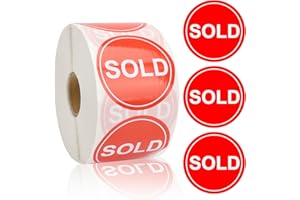 BLSUREFYX 800 PCS Sold Stickers 2 Inch Round Sold Point of Sale Pricing Labels Self-Adhesive Roll up Inventory Control Labels for Shop Yard Sale Retail Store Use Red