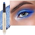 SAUBZEAN Blue Eyeshadow Stick Makeup, Highlighter Matte Cream Eye Shadow Pencil, Waterproof Hypoallergenic Long Lasting Crayon, Glitter Primer Palette Shimmer Eyeliner Pen wiht Soft Brush