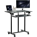 VIVO Mobile Height Adjustable Table, Stand Up Desk Cart with Sliding Keyboard Tray, Computer Workstation, Rolling Presentatio