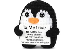 Romantic Crochet Penguin Gift for Him Her, Emotional Support Plush for Boyfriend Girlfriend, Cute Couple Stuff Penguin for Hu