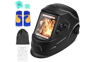 NDUUN Welding Helmet Auto Darkening Welder Mask 3.94" X 3.66" Large View True Color Solar Powered with Adjustable Shade Range 4/5-9/9-13 and 4 Arc Sensor for TIG MIG ARC Hood