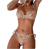 SOLY HUX Women's Floral Print Bikini Sets Underwire Tie Side Bathing Suits Two Piece Swimsuit