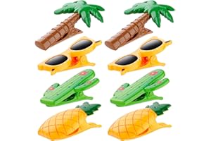 Romooa 8 Pcs Beach Towel Clips Towel Clips for Chairs Beach Towel Holder Clothes Pins for Lounge Chair, Cruise Clothes Lines, Patio and Holiday Pool(Summer Style)