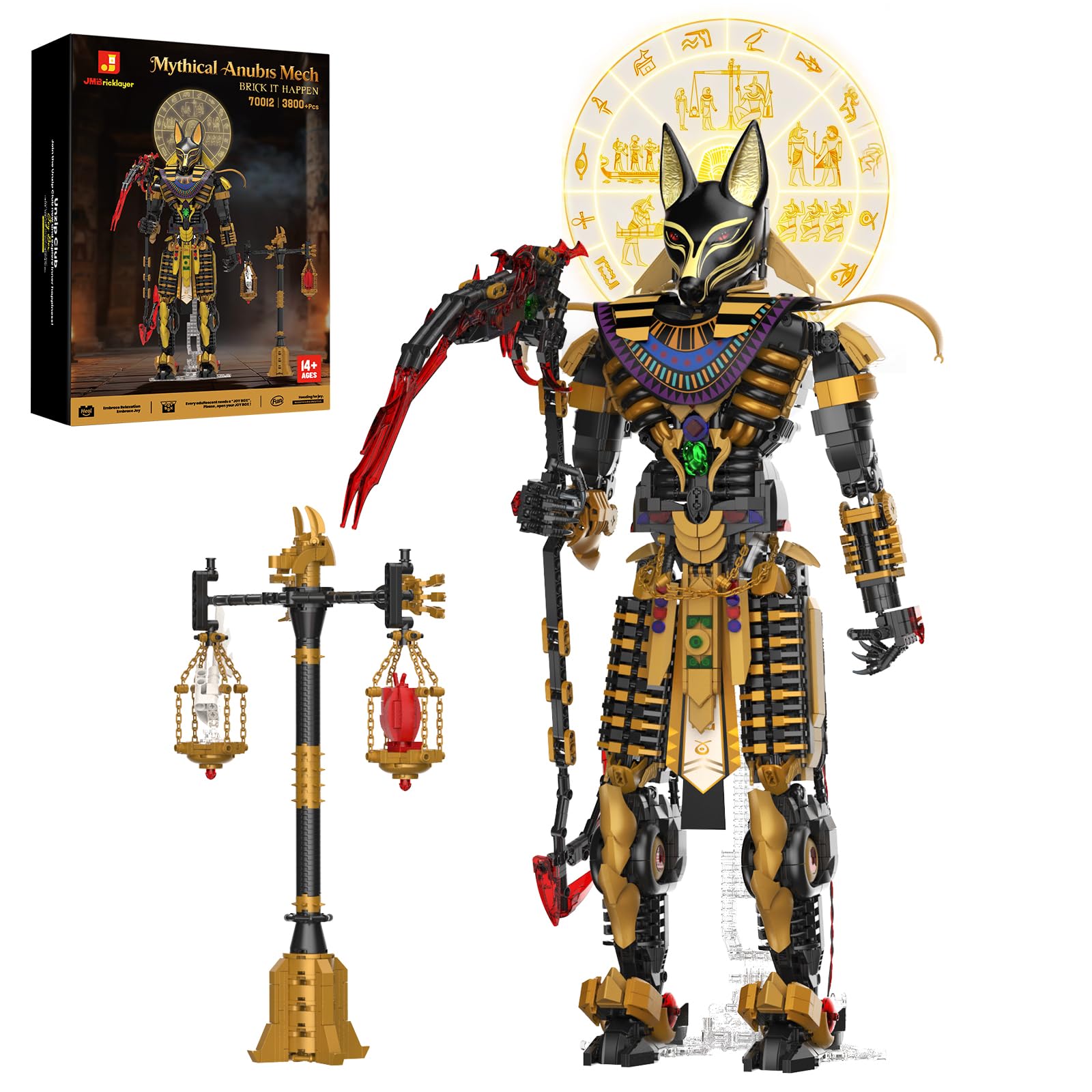JMBricklayer Anubis Mythical Building Set for Adults, Ancient Egyptian God Display Figure Model Kits, Large Collectible Egypt Mech Statue Home Office Decor, Height 66cm, Toy Gifts for Mythology Lovers