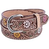 CTM Girls 1 Inch Floral Embossed Belt