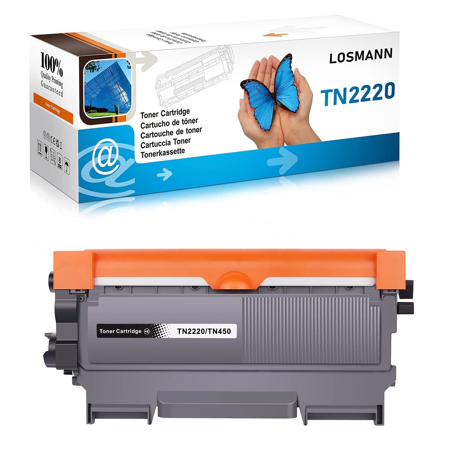 LOSMANN Compatible Toner Cartridge Replacement for Brother TN2220 for Brother DCP-7055 DCP-7055W DCP-7057 DCP-7060D DCP-7060N DCP-7065DN DCP-7070DW FAX-2840 HL-2130 HL-2132 HL-2135W (1 Black)