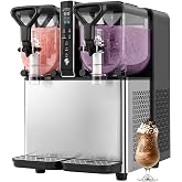 GSEICE Slushie Machine, 4L/1.05 Gal x 2 Tank Margarita Machine | No Ice Needed Slushy Machine for Home &amp; Commercial Use, 400W Frozen Drink Machine for Slush, Milkshake, Frapp&eacute;s &amp; More