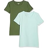 Amazon Essentials Women's Regular-Fit Short-Sleeve T-Shirt (Crewneck and V-Neck Options), Multipacks