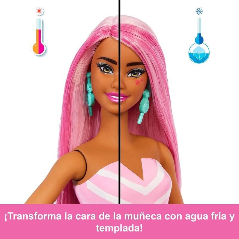 Boneca de moda e acessórios da coleção Pop Reveal Candy, tema Sweet Swirl, Animal de estimação e 8 surpresas, inclui mudança de cor, JFY62