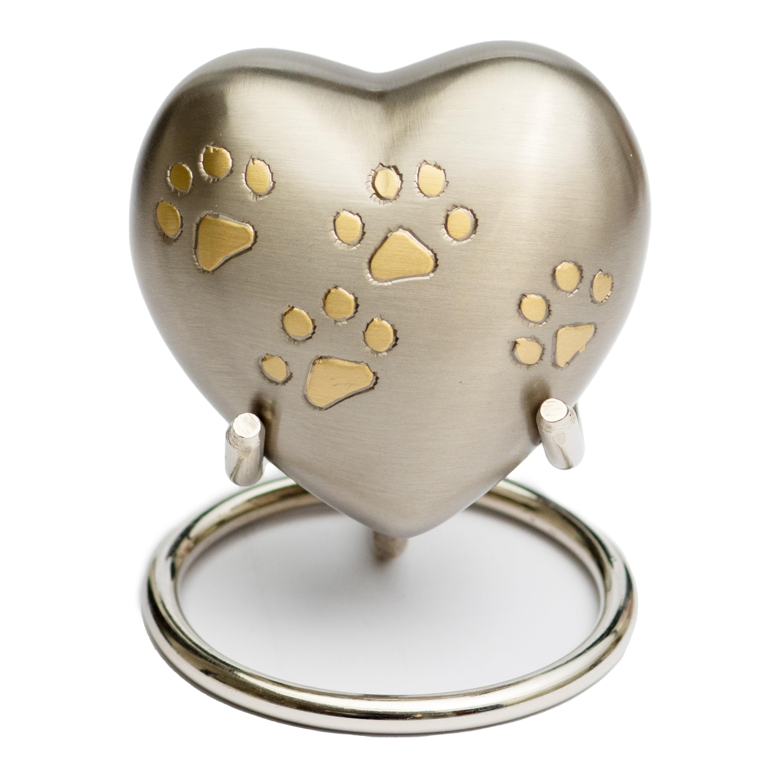 Royal Rapture Urn for ashes Paw Heart Funeral Cremation Memorial Keepsake Pet Dog Cat|With Stand (Pewter 3") RHP01-03 — image 1