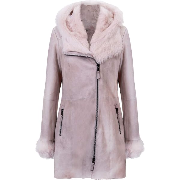 Abrigo Largo De Invierno Con Capucha Infinity Leather Para Mujer | Piel De Oveja | Forro De Shearling | Cremallera | Resistente Al Viento