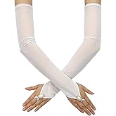Goiruiya Opera Long Fingerless Gloves for Bridal Wedding Party Costume Stretchy Glove Mesh and Drill Gloves