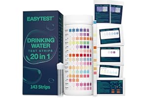 EASYTEST 20 in 1 Drinking Water Test Kit - Well Water Testing Kit - Water Test Strip for House Water for pH, Hardness, Chlorine, Lead, Iron, Bacteria & More