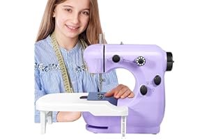 AUBNICO Sewing Machine Portable, 2-Speed Mini for Beginners, Safe Kit & Easy to Use Small with Extension Table, Light, Foot Pedal, Best Gift Kids Women and Household purple - kid like SEW-1
