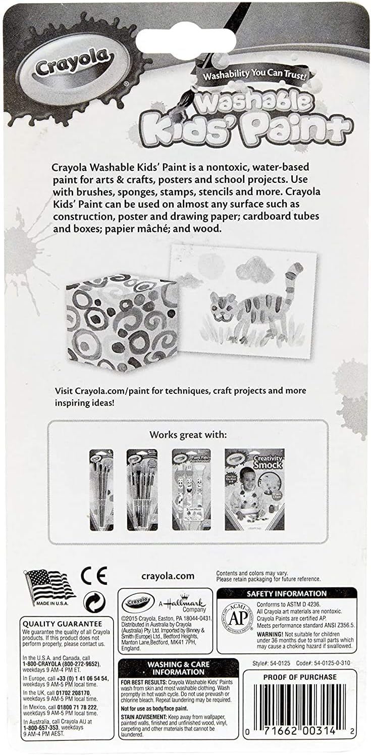 Crayola Washable Kids Paint Set & Paintbrush, Painting Supplies, 18 Count: Toys & Games