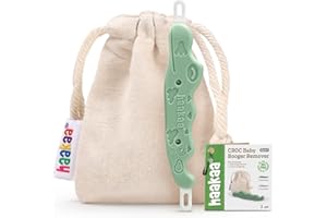 haakaa Baby Nose Cleaner & Ear Wax Removal Tool,The Unique Crocodile-Shaped Design,Baby Essentials-Pea Green