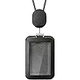 Orbitkey ID Card Holder Pro | Made with LWG-Certified Top Grain Leather and Durable Dyneema Cord | Holds 1 Access Card & 2 RFID Cards | Interchangeable Orientation | (with Lanyard, Black)