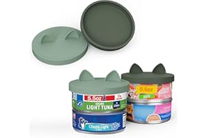 OHMO 2 Pack Pet Food Can Lids, (3.3 in / 85mm) Silicone Pet Food Can Lids Covers for 5.5 oz Cat and Dog Food Cans, Camo&Light Green