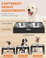 Toozey Raised Dog Bowl Height Adjustable Elevated Bowls 2x1200ml Stainless view 2