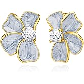 Cicy Bell Flower Earrings for Women 14k Gold Plated Boho Petal Statement Stud Earrings Trendy Jewelry Gifts