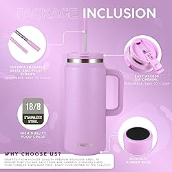 FAHRMOSIS 64 Oz Tumbler with Handle and Straw Half