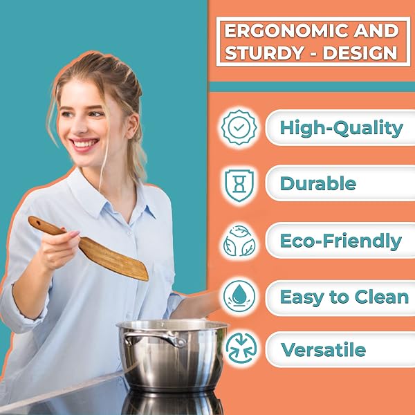 STIRGURU SET OF 5 WOODEN SPURTLE SET + 1 TOASTER TONG TO STIR AND SERVE LIKE A WHIZ – SPURTLES KITCHEN TOOLS WOODEN. HANDY FOR CHEF DE CUISINE. ACACIA WOOD SPATULA SPURTLES KITCHEN TOOLS AS SEEN ON TV