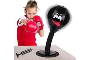 BOXOB Desktop Punching Bag, Desk Boxing Bag with Suction Cup Counter Top Stress Relief Punching Bag Fun Punch Rage Bag, Funny White Elephant Gifts for Kids Adults Coworkers Friends Office