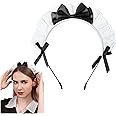C-ZOFEK Women's French Maid Headband Ribbon Lace Kawaii Headwear Headpiece for Halloween Christmas Costume
