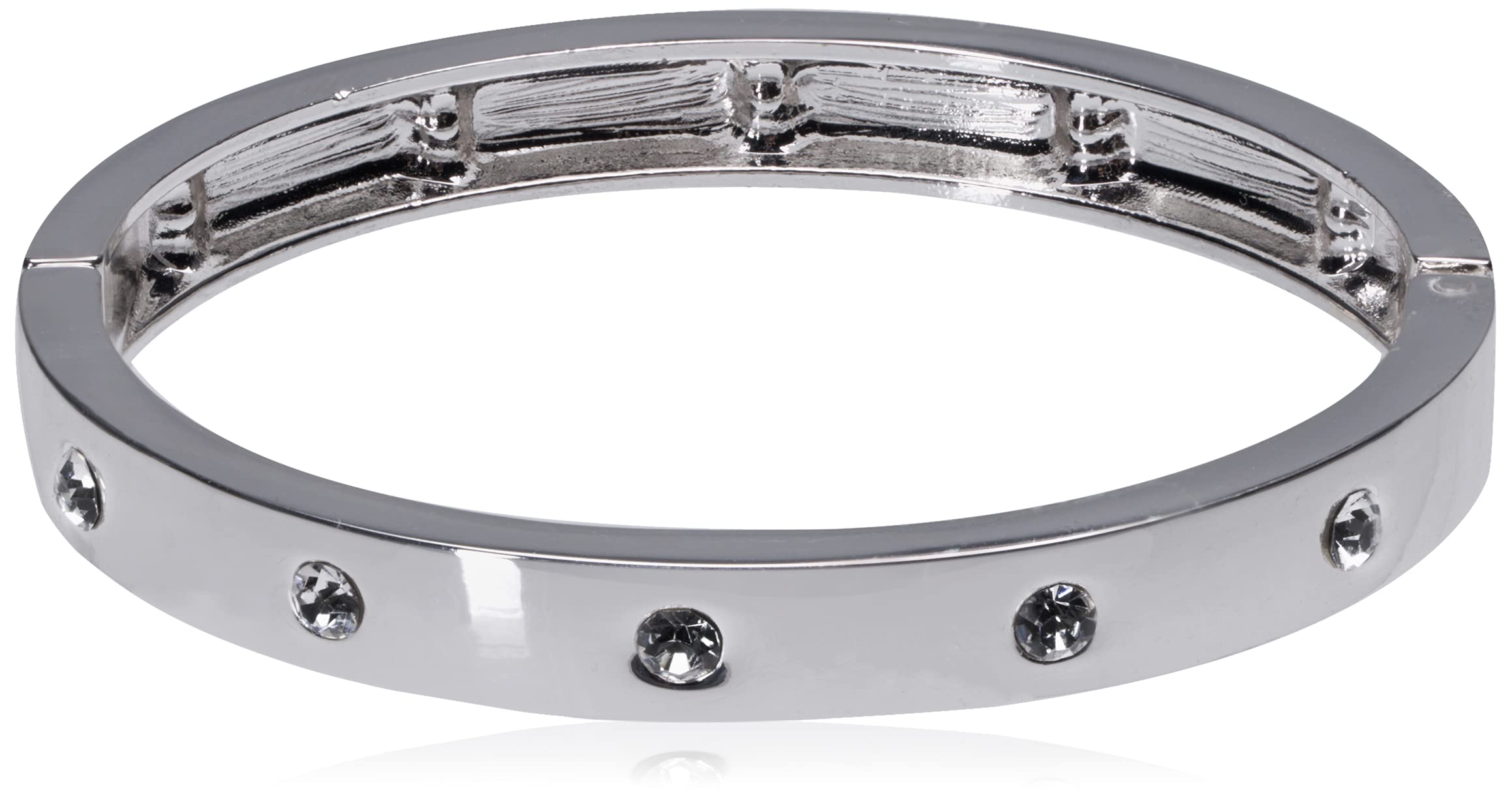 Guess Pulsera Esclava de Plata con Bisagra Estrecha y Cristal