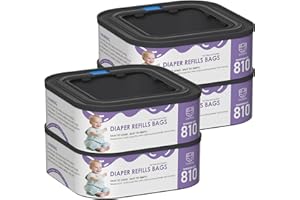 ZIPPLAND Jumbo Square Refills Disposal Bags Refill Compatible with Genie Diaper Compact and Select Pails (Not Fit Classic Version Pails), Hold Up to 810 Newborn-Sized Diapers Per Refill, Pack of 4