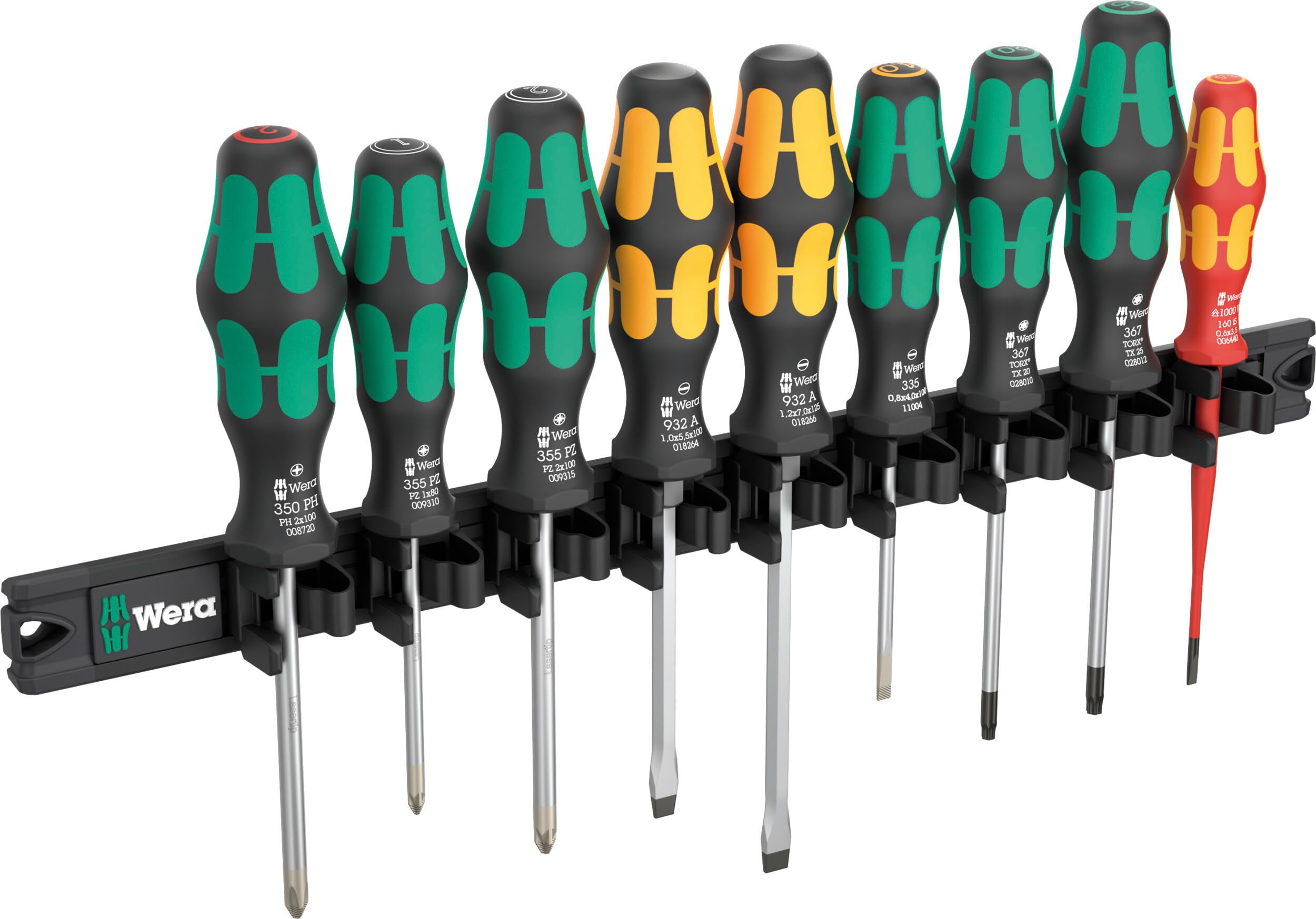 9650 Magnetic Rail Kraftform Screwdriver Set, Screwdriver Set, 9-Piece Set, on a Magnetic Rail - 05051012001