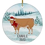 Santa Hat and Scarf Welcome Winter Limousin Cattle