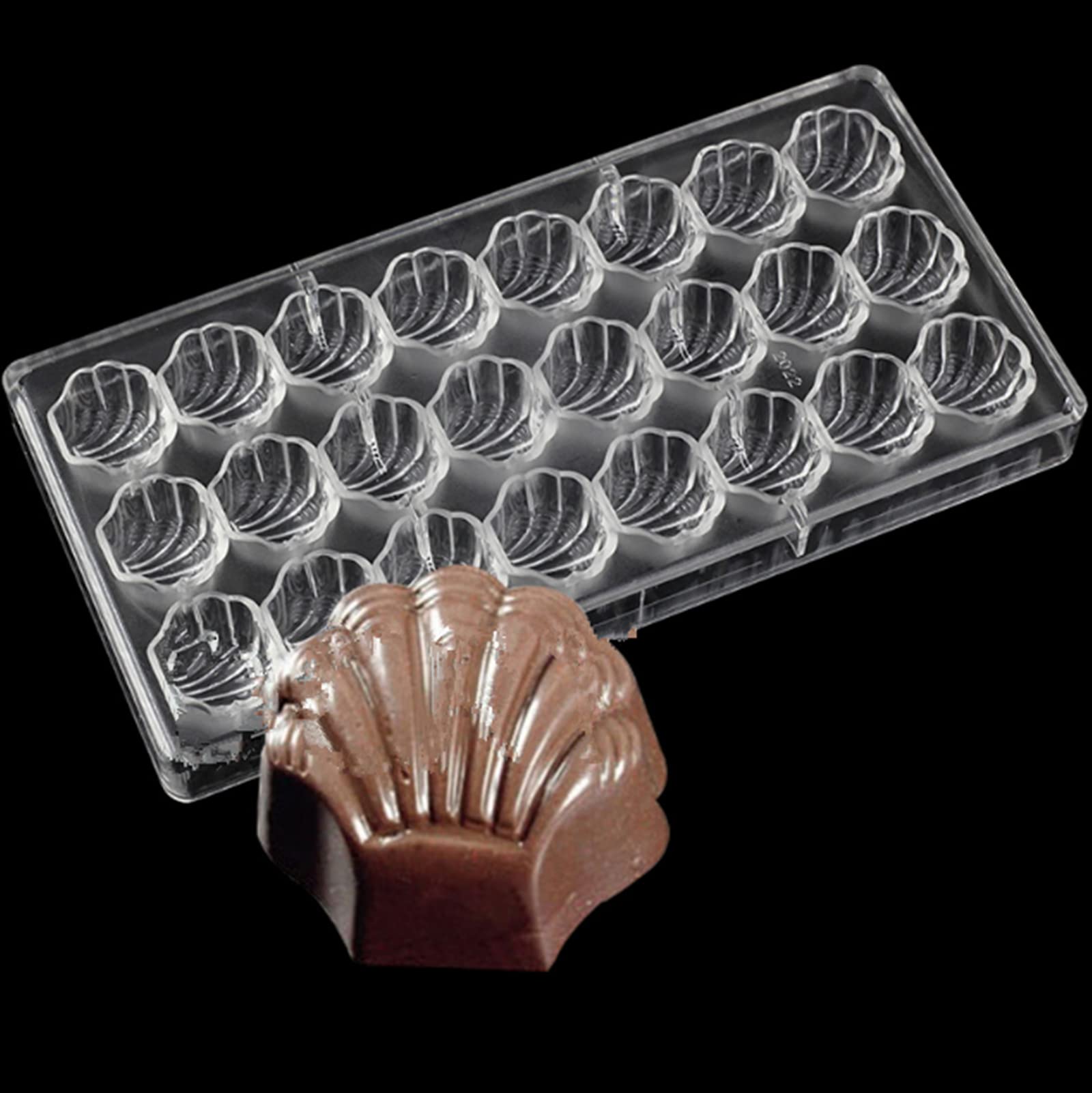 Binwat 24 Grid Chocolate Candy Mold PC Polycarbonate Chocolate Making Mould (Scalloped Shell) — image 1