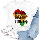 Cutesong Black History Shirts for Women Black History Month T-Shirt African American Pride Tee Tops