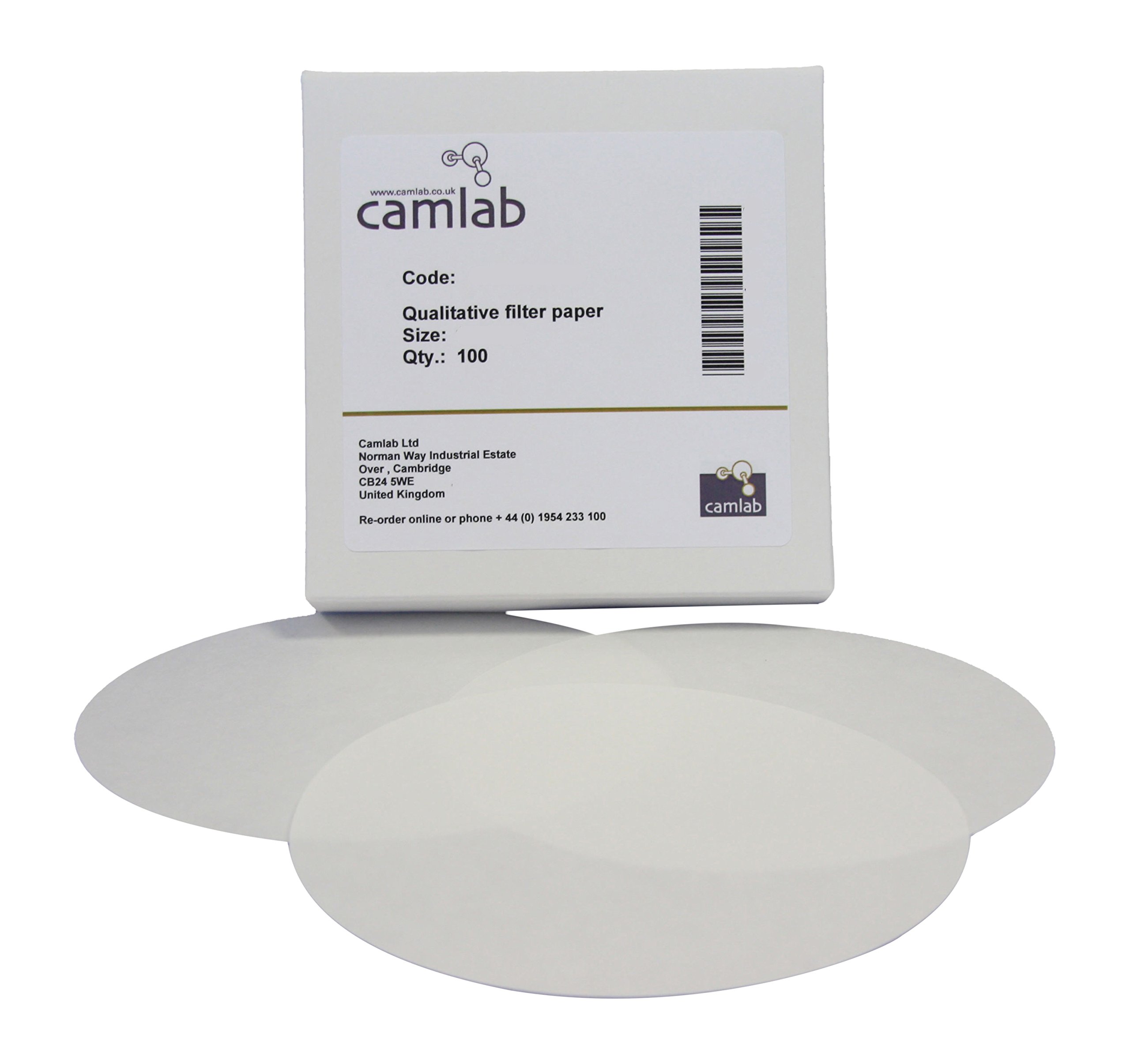 Camlab 1171078 Grade 113 [2] Qualitative Filter Paper, Medium Filtering, 70 mm Diameter (Pack of 100)