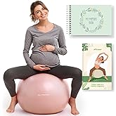 Trideer Pregnancy Birthing Ball - 1.7mm Extra Thick Yoga Ball for Maternity, Labor, Exercise, Physio, Recovery - Guide & Baby Memory Book Included - 440LB Anti-Burst & Non-Slip Stability