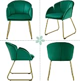 Yaheetech Velvet Tub Chair Vanity Chair with Golden Metal Legs Green view 9
