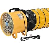 Global Industrial 16" Portable Ventilation Fan With 16'L Flexible Ducting, Confined Space Blower Fan, 2 Speed, 2850 CFM, 1 HP, 120V, High Visibility Yellow