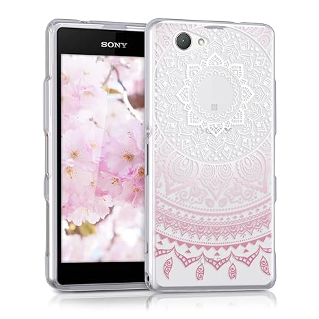 kwmobile Sony Xperia Z1 Compact Hülle - Handyhülle für Sony Xperia Z1 Compact - Handy Case in Rosa Weiß Transparent