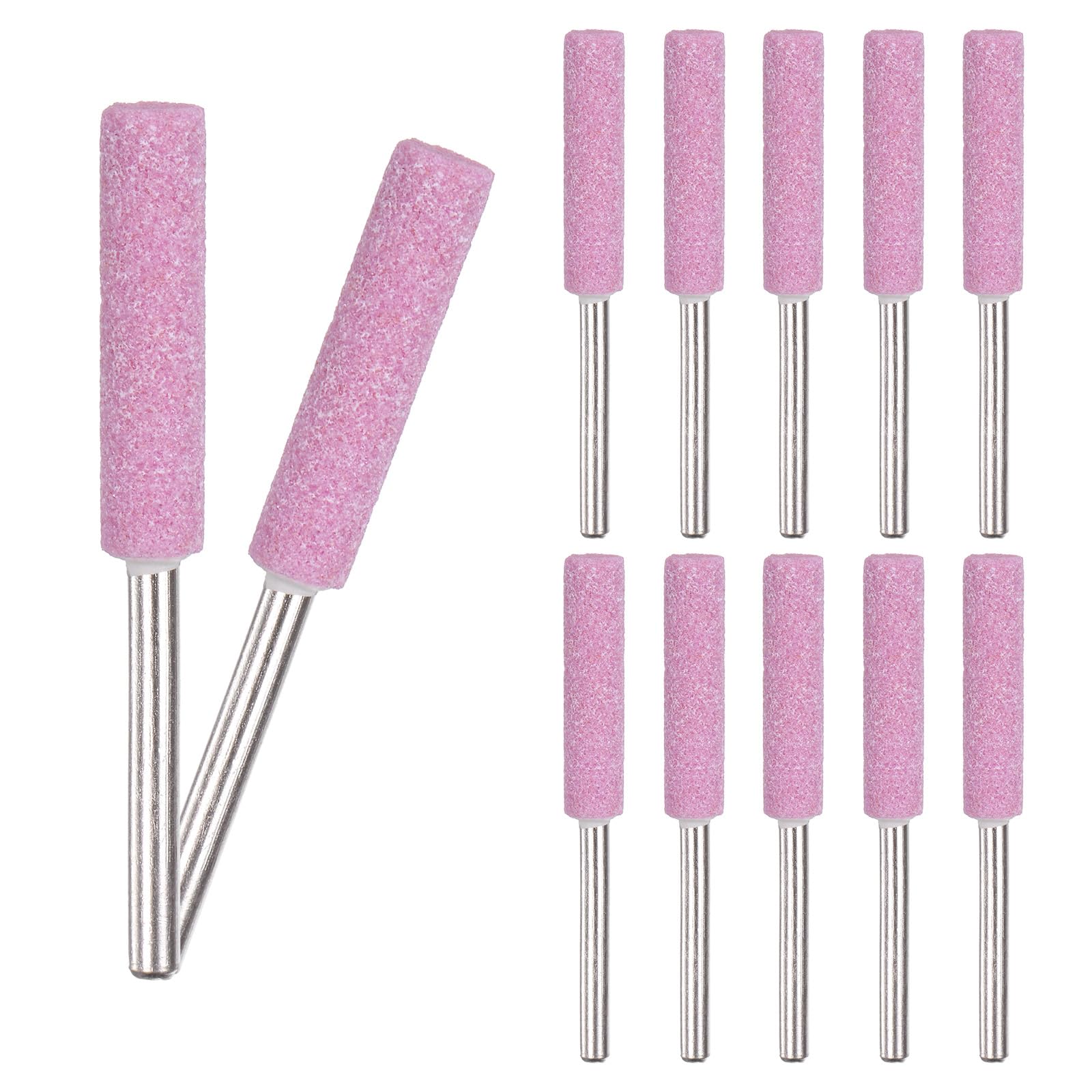 M METERXITY 12-Pack 7/32 Inch Titanium Plated Diamond Chainsaw Sharpener, High Hardness Grinding Stone Chainsaw Sharpening Kit for Electric Chainsaw Sharpener/Stone Carvings [3mm Pink]