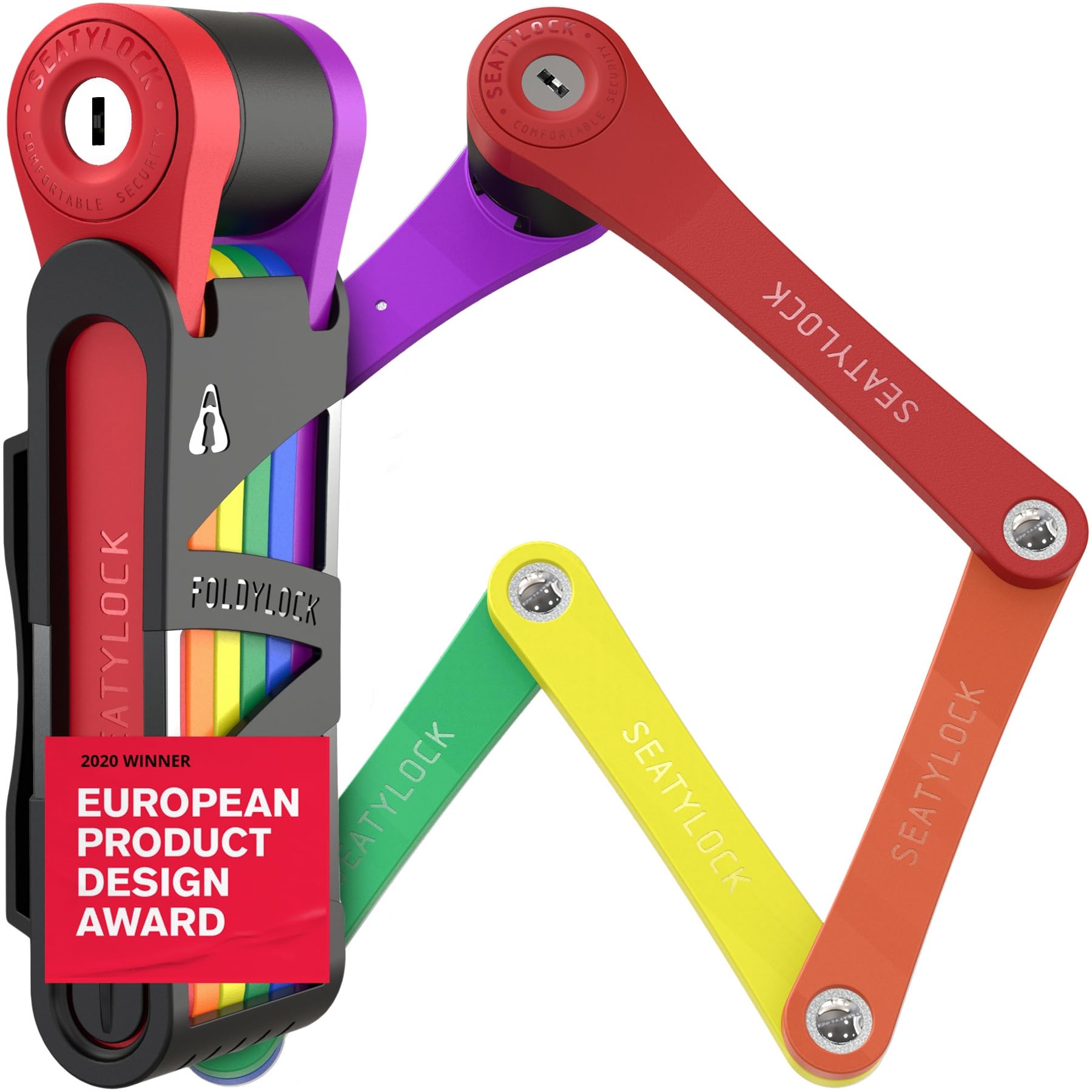 FoldyLock Compact Folding Bike Lock - Award Winning Patented High Security Cut Proof Bicycle Lock - Heavy Duty Anti Theft Smart Secure Guard with Key and Case for Bikes or Scooters - 85 cm — image 1