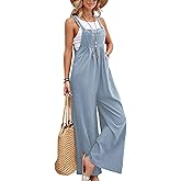 Korebow Wide Leg Jumpsuit for Women Spring Summer Casual Loose Bib Overalls Palazzo Pants Rompers Jumpsuits