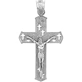 Claddagh Gold Religious Jewelry 925 Sterling Silver Crucifix Charm Pendant