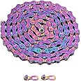 6 7 8 Speed Chain Rainbow Chain, 1/2 X 11/128 Inch 116 Links Lightweight Chain, Mountain Road Chain for Road with 2 Chain Connector
